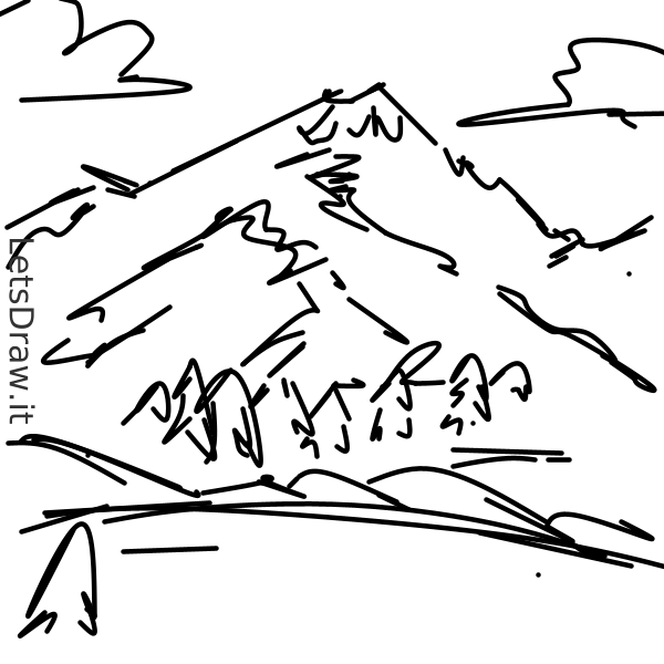 How To Draw Mountain An Bxggd Png Letsdrawit