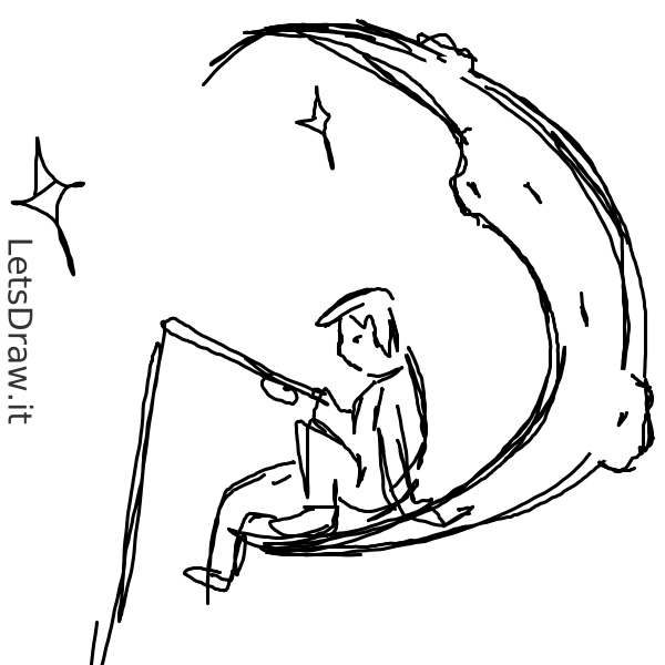 How to draw man in the moon / LetsDrawIt