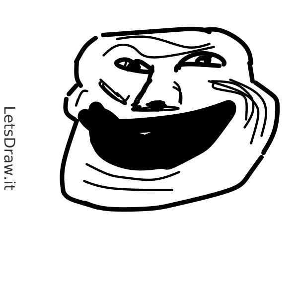 How to draw troll face / LetsDrawIt