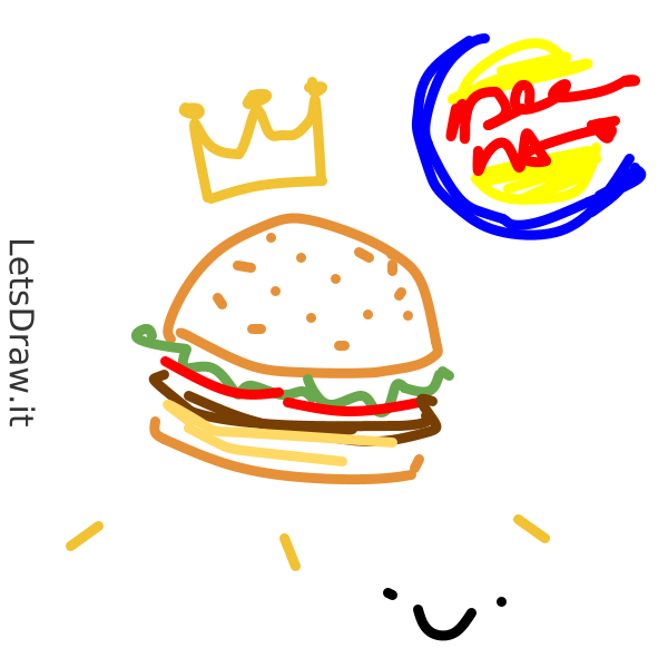 How to draw Burger King / aecdeges3.png / LetsDrawIt