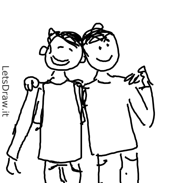 Premium Vector | The two boys are friends friendship day oneline drawing