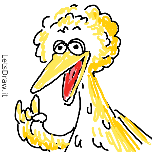 How to draw big bird / hgdnohbee.png / LetsDrawIt