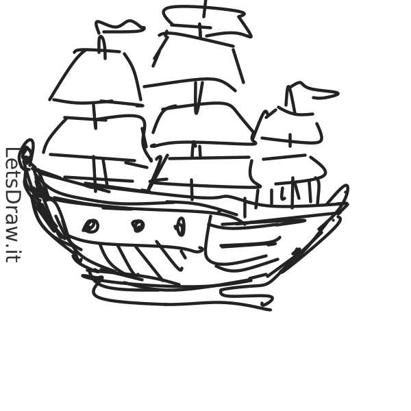 How to Draw a Pirate Ship - Easy Drawing Tutorial For Kids