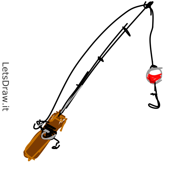 How to draw fishing pole / LetsDrawIt