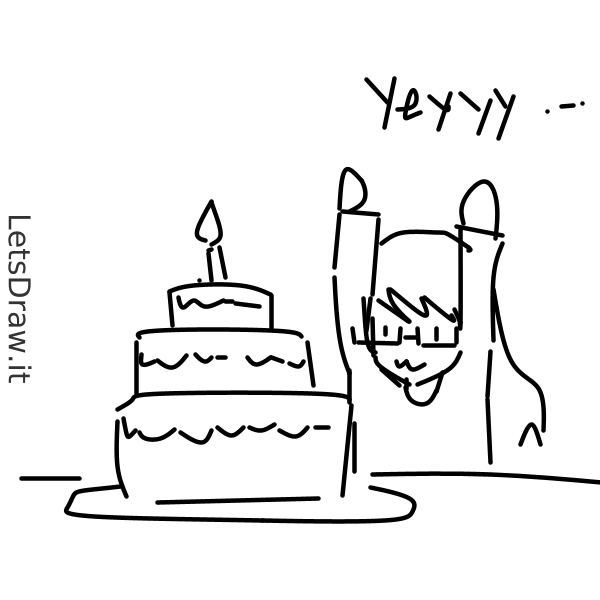 How to draw birthday cake / LetsDrawIt