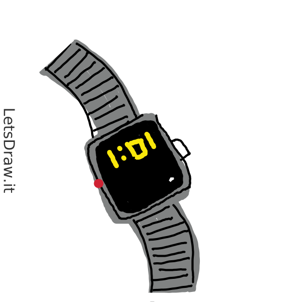How to draw digital watch / uh6uqatrn.png / LetsDrawIt